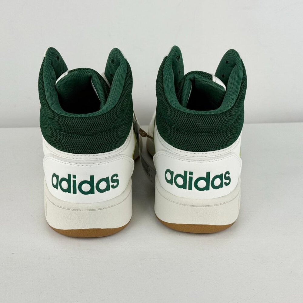 Size 10.5 - Men's Adidas Hoops 3.0 Mid Athletic Sneaker - White/Green - Picture 8 of 9